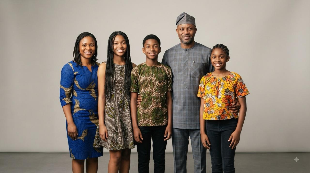 A Nigerian household standing together